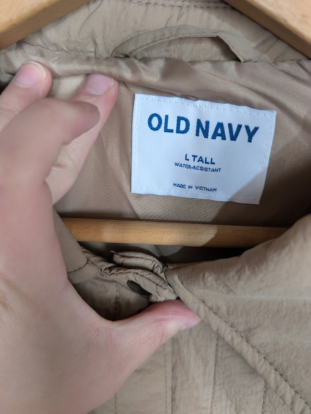 Old Navy Quilted Oversized Lightweight Water Resistant Tan Taupe Size Large Tall - Picture 4 of 9